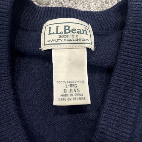 Vintage LL Bean 100% Lambs Wool Sweater Vest Size L Navy Blue EUC JLV5 Dad Comfy - Picture 2 of 6